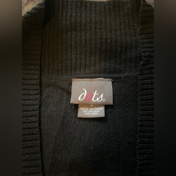 Dots Black Puffy Long Sleeve Cardigan Sweater 100% Cotton Size S (girl) - Picture 4 of 6